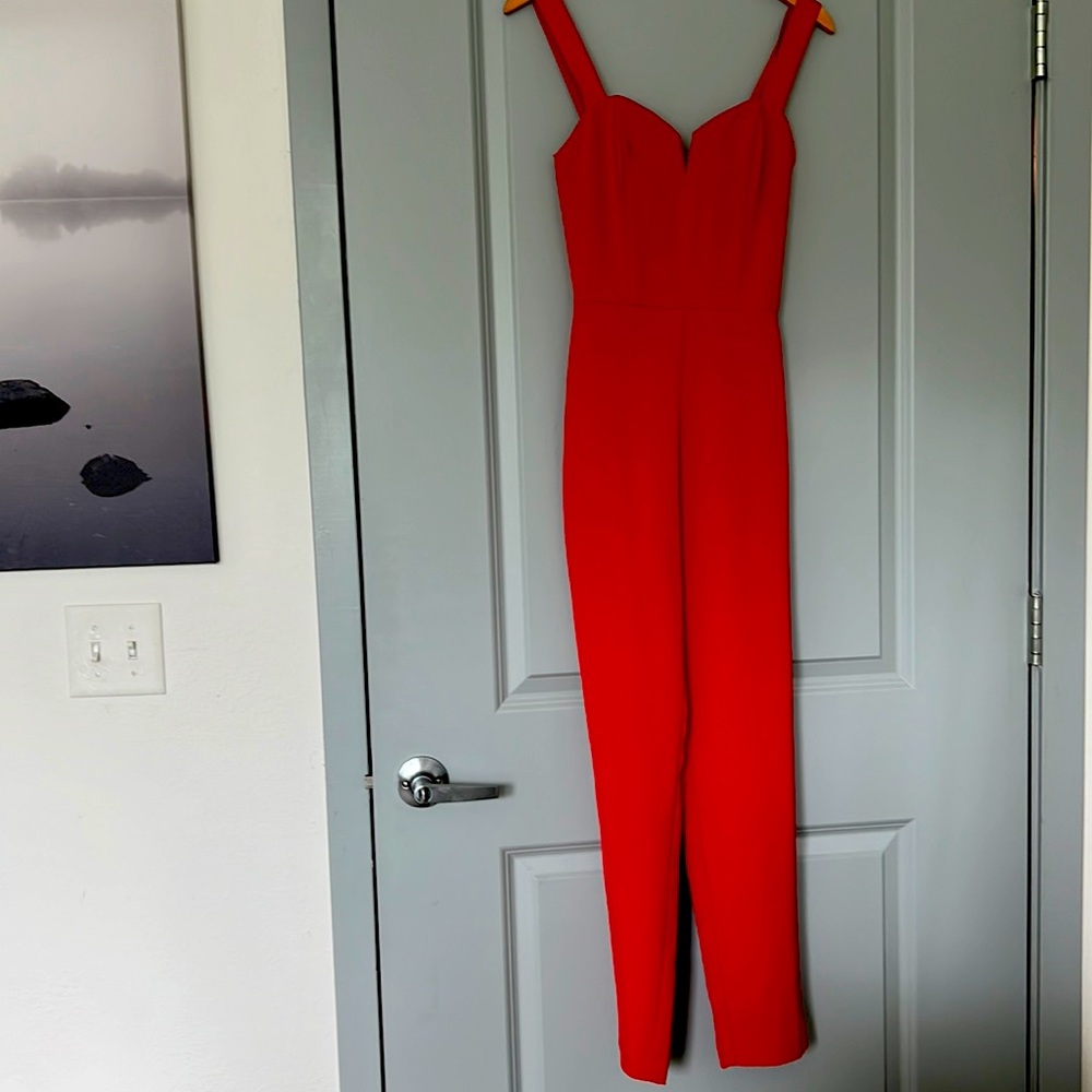 Women red corset jump suit